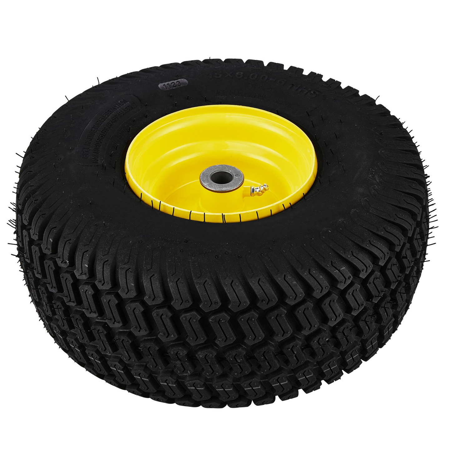 VEVOR Lawn Mower Tires with Rim, 15x6-6" Tubeless Tractor Tires, 2-Pack Tire and Wheel Assembly, S-Turf Pneumatic Tires, 3" Offset Hub, 3/4" Bushing Size, 16 PCS Adapters for Riding Mower Lawn Tractor