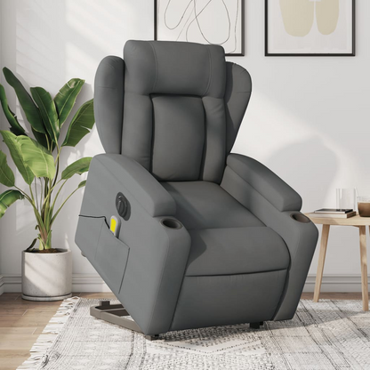 vidaXL Electric Stand up Massage Recliner Chair Dark Gray Fabric