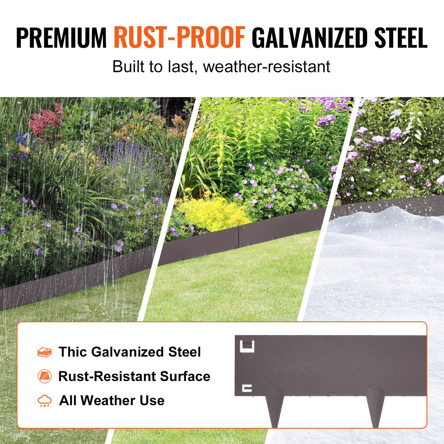 VEVOR Steel Landscape Edging 5-pack Steel Garden Edging Borders 39" L x 3" H