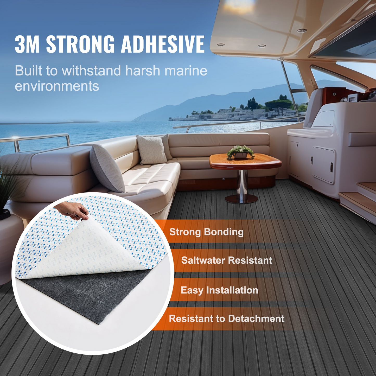 VEVOR Boat Flooring, EVA Foam Boat Decking 94.5" x 23.6", Non-Slip Self-Adhesive Flooring, 15.5 sq.ft Marine Carpet for Boats, Yacht, Pontoon, Kayak Decking