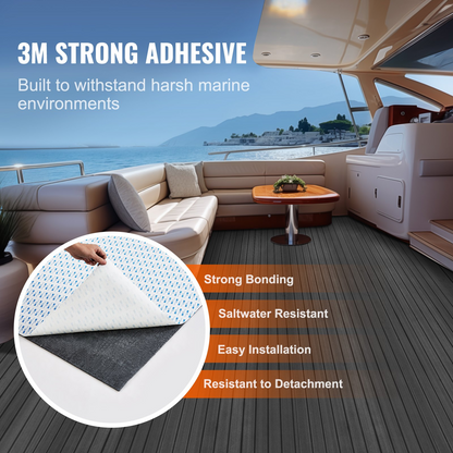 VEVOR Boat Flooring, EVA Foam Boat Decking 94.5" x 23.6", Non-Slip Self-Adhesive Flooring, 15.5 sq.ft Marine Carpet for Boats, Yacht, Pontoon, Kayak Decking