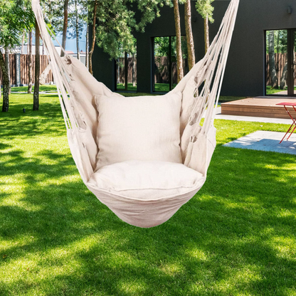 White Hammock Swing Chair - Hanging Chair for Indoor and Outdoor