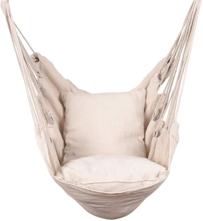 White Hammock Swing Chair - Hanging Chair for Indoor and Outdoor