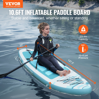 VEVOR Inflatable Stand Up Paddle Board 10.6 ft Kayak Board with Seat Accessory