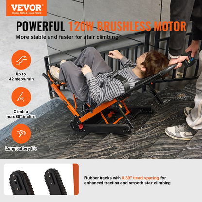 VEVOR Electric Stair Chair, 450 lbs Load Capacity, Foldable Emergency Stair Climbing Wheelchair, Battery Operated Portable Stair Lift Chair Ambulance Firefighter Evacuation Use for Elderly, Disabled