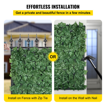 VEVOR Ivy Privacy Fence Screen, 39"x198" PP Faux Leaf Artificial Hedges, 3-Layers Indoor or Outdoor Greenery Leaves Panel, Multi-use for Garden, Yard, Decor, Balcony, Patio, Home, Green, 39 x 198 Inch