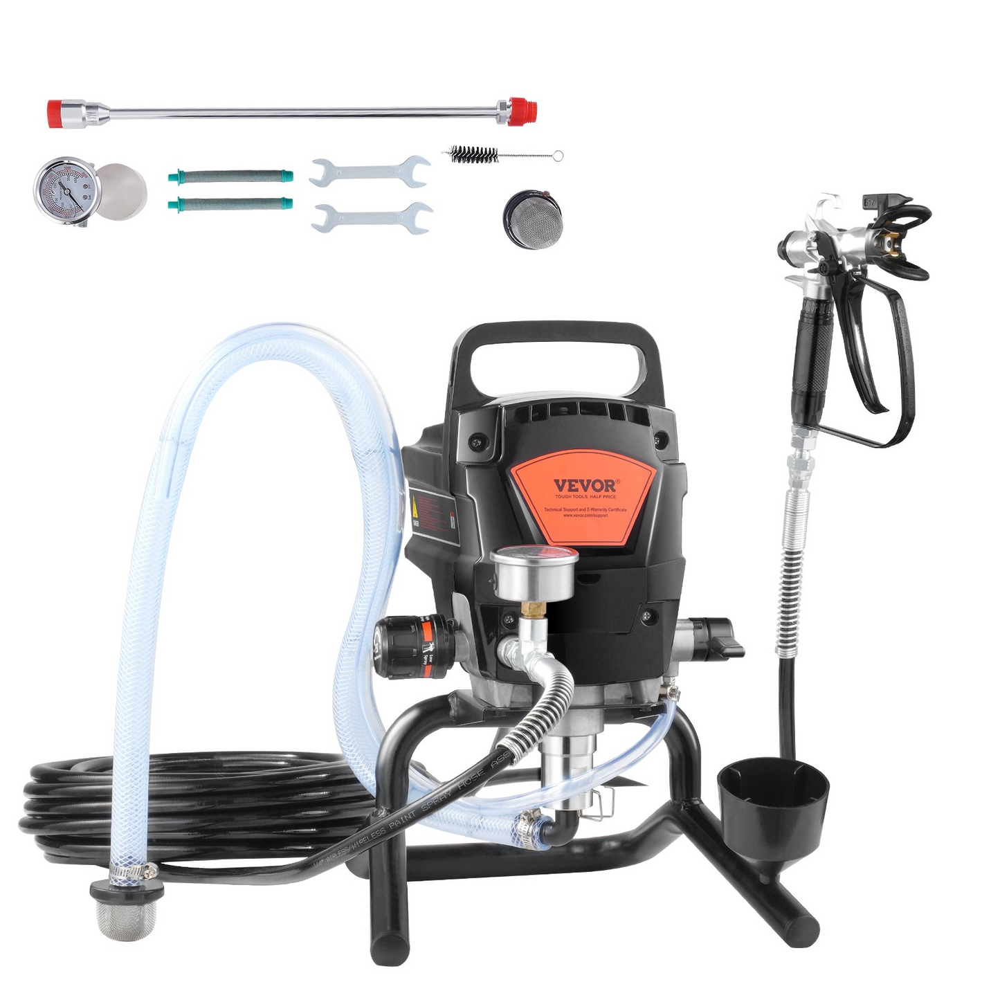 VEVOR 950W Stand Airless Paint Sprayer, 3000PSI High Efficiency Electric Airless Sprayer, Fine And Even Painting Effect, Handheld Paint Sprayers for Home Interior and Exterior Furniture and Fences