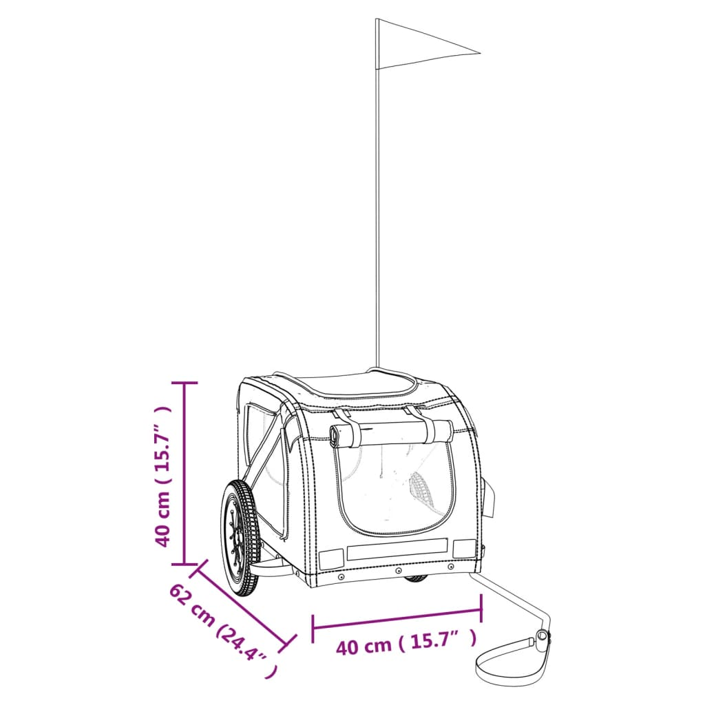 vidaXL Pet Bike Trailer Orange and Gray Oxford Fabric and Iron