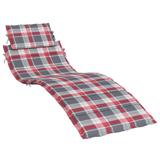 Sun Lounger Cushion Red Check Pattern 73.2"x22.8"x1.2"