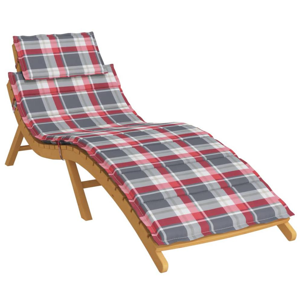 Sun Lounger Cushion Red Check Pattern 73.2"x22.8"x1.2"