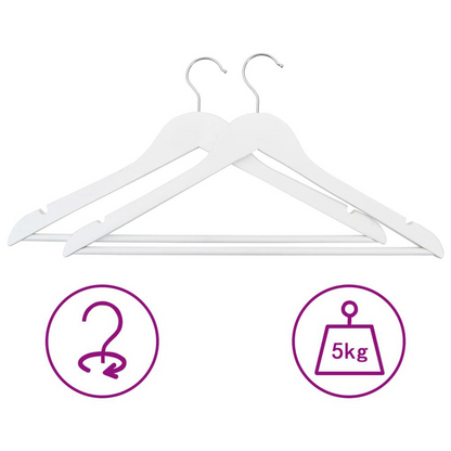 20 pcs Clothes Hanger Set Non-slip White Hardwood