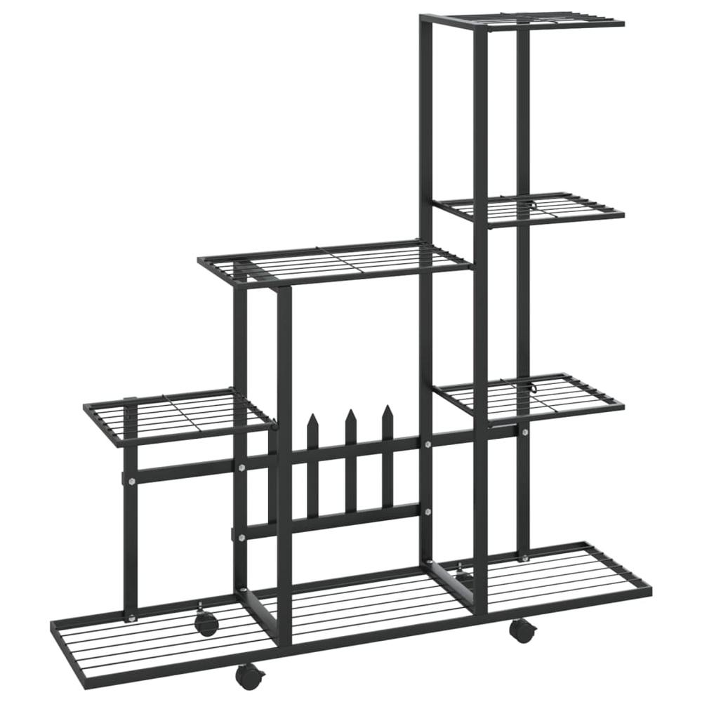 Flower Stand with Wheel 37.2"x9.8"x36.4" Black Metal