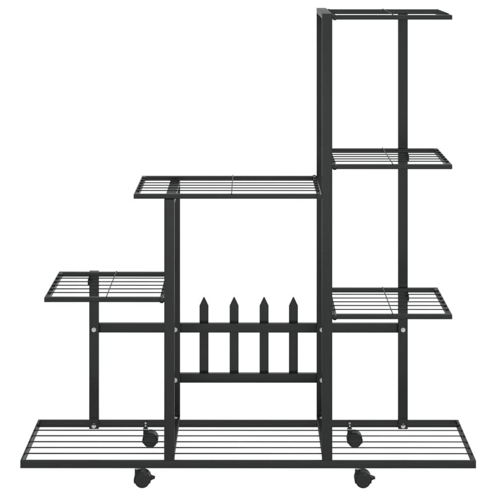 Flower Stand with Wheel 37.2"x9.8"x36.4" Black Metal