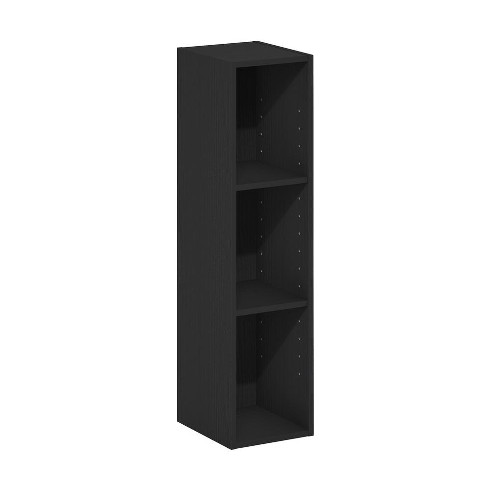 Fulda 3-Tier Space Saving Storage Shelf Bookcase, 8-Inch Width, Blackwood