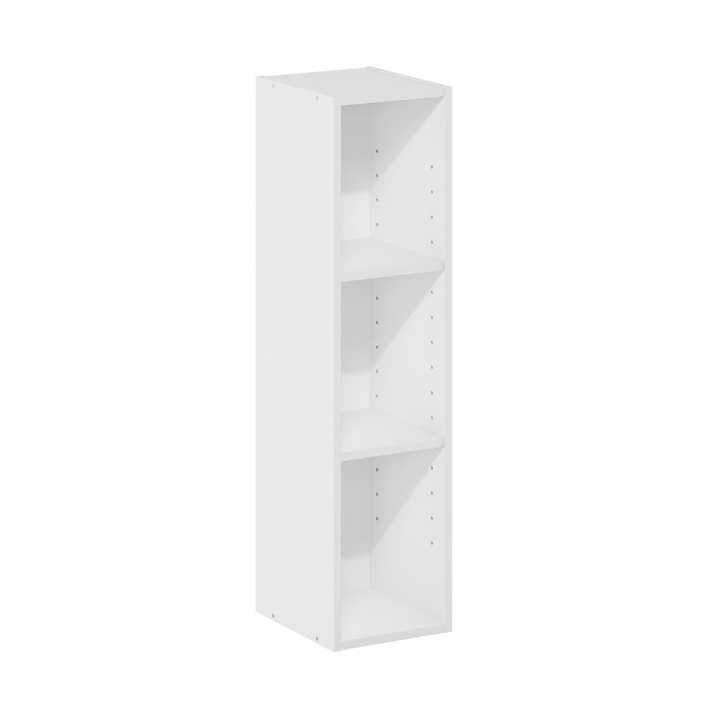 Fulda 3-Tier Space Saving Storage Shelf Bookcase, 8-Inch Width, White