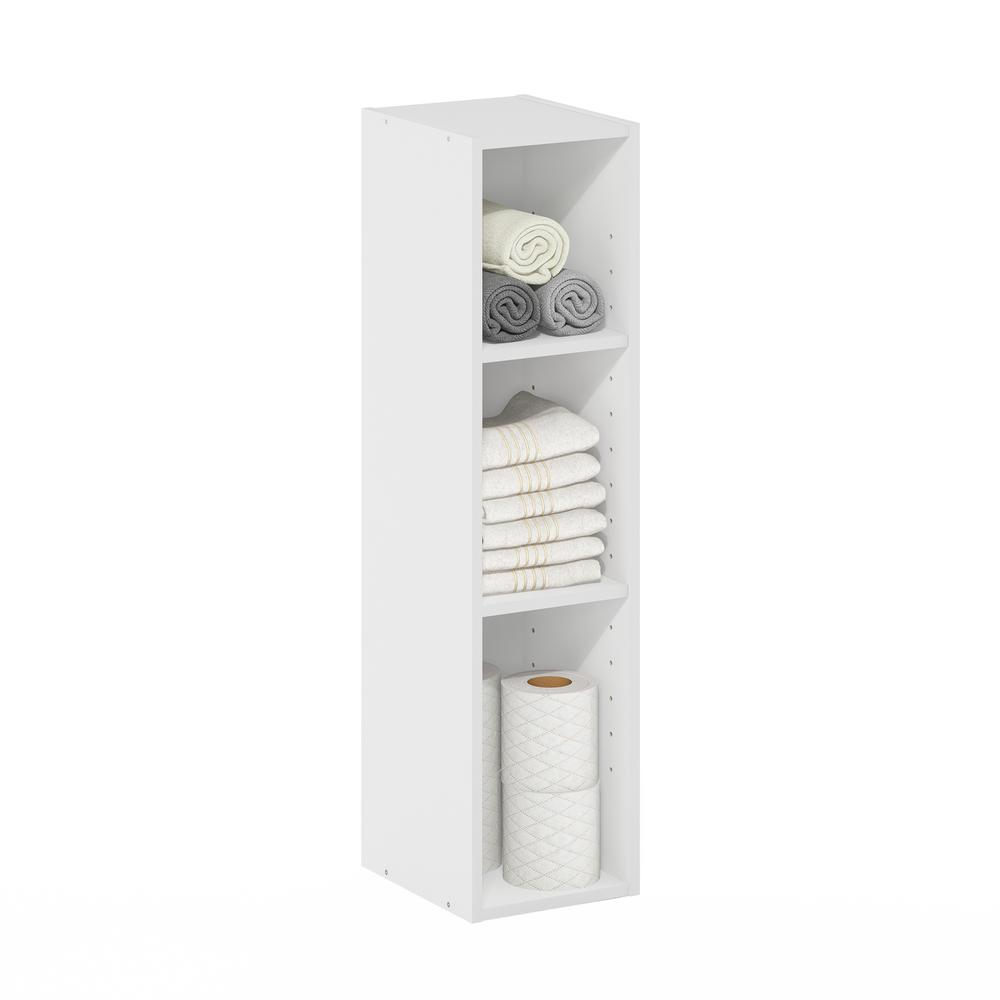 Fulda 3-Tier Space Saving Storage Shelf Bookcase, 8-Inch Width, White