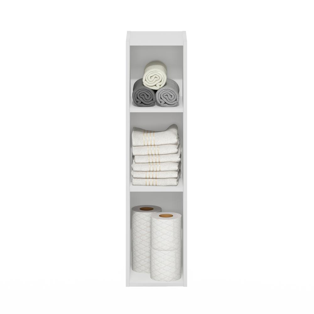 Fulda 3-Tier Space Saving Storage Shelf Bookcase, 8-Inch Width, White