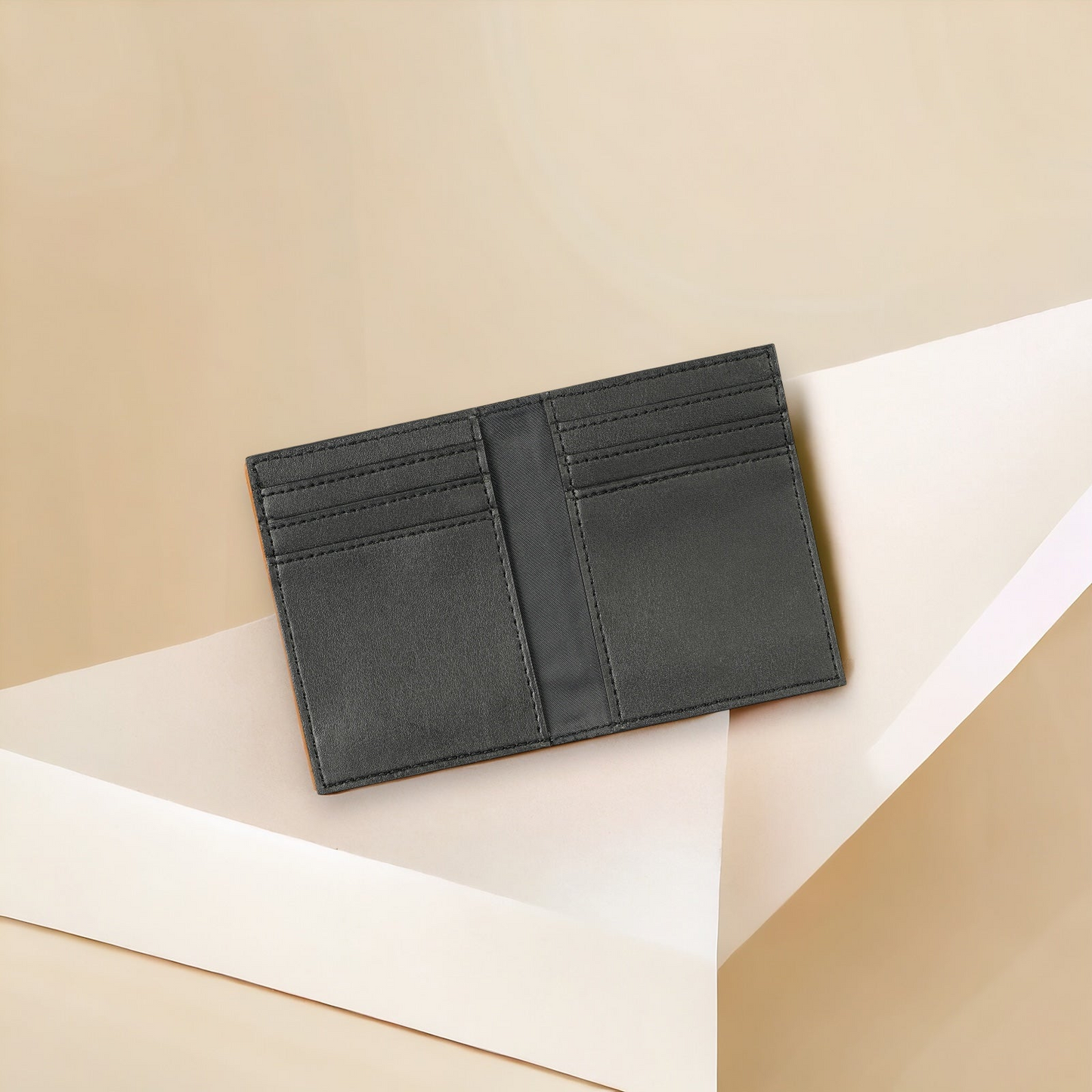 Cactus Leather BiFold Card Wallet - Black