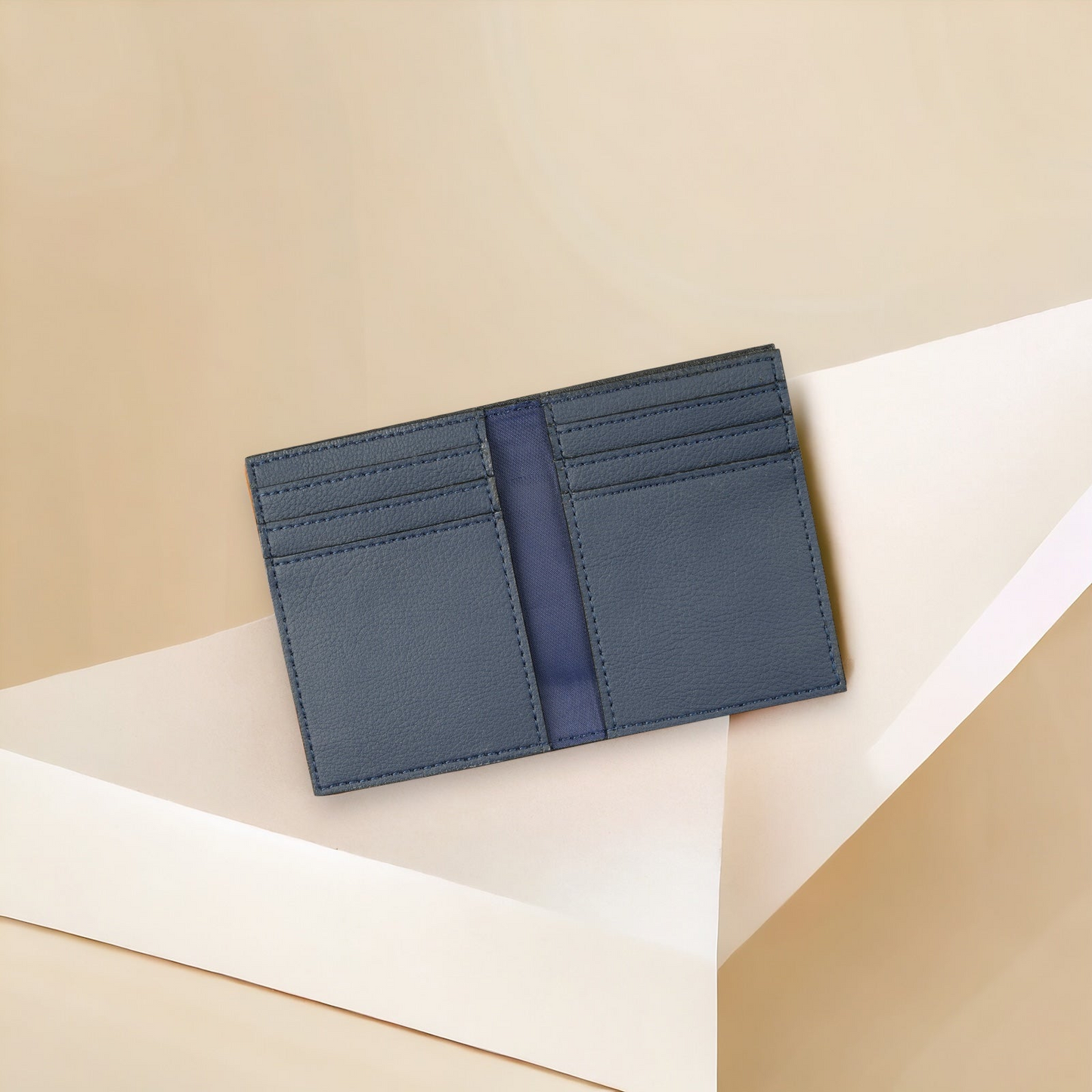 Cactus Leather BiFold Card Wallet - Navy Blue