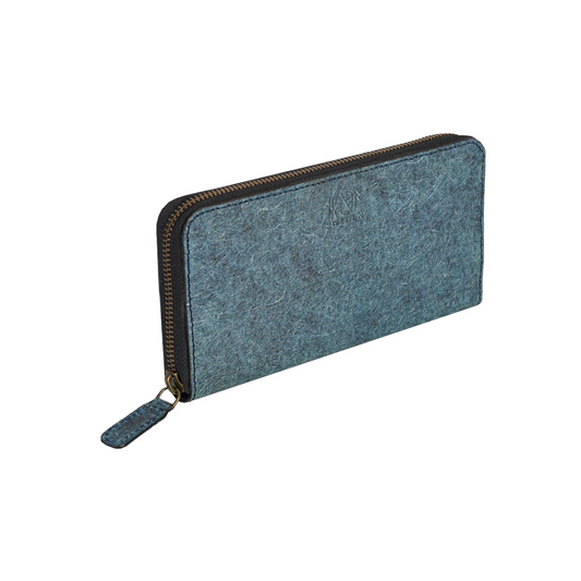 Coconut Leather Long Zip Wallet - Dark Indigo