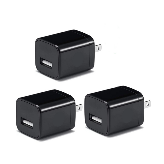 3PC Black USB Wall Charger Cube