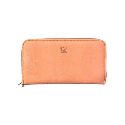 Cork Leather Vegan Zip Wallet - Salmon