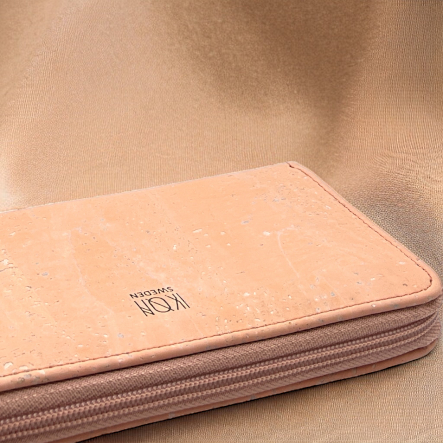 Cork Leather Vegan Zip Wallet - Salmon