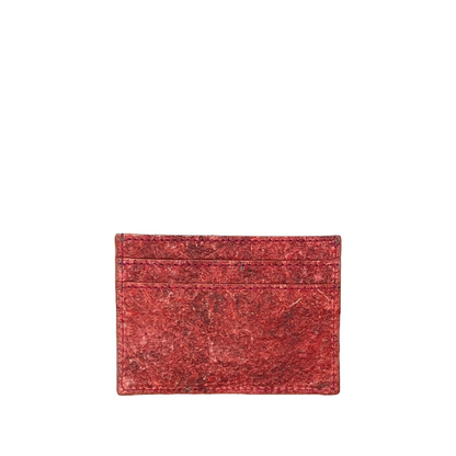 Coconut Leather Card Holder - Wine Red