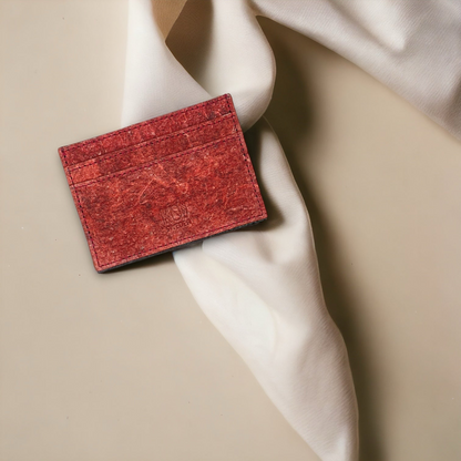 Coconut Leather Card Holder - Wine Red