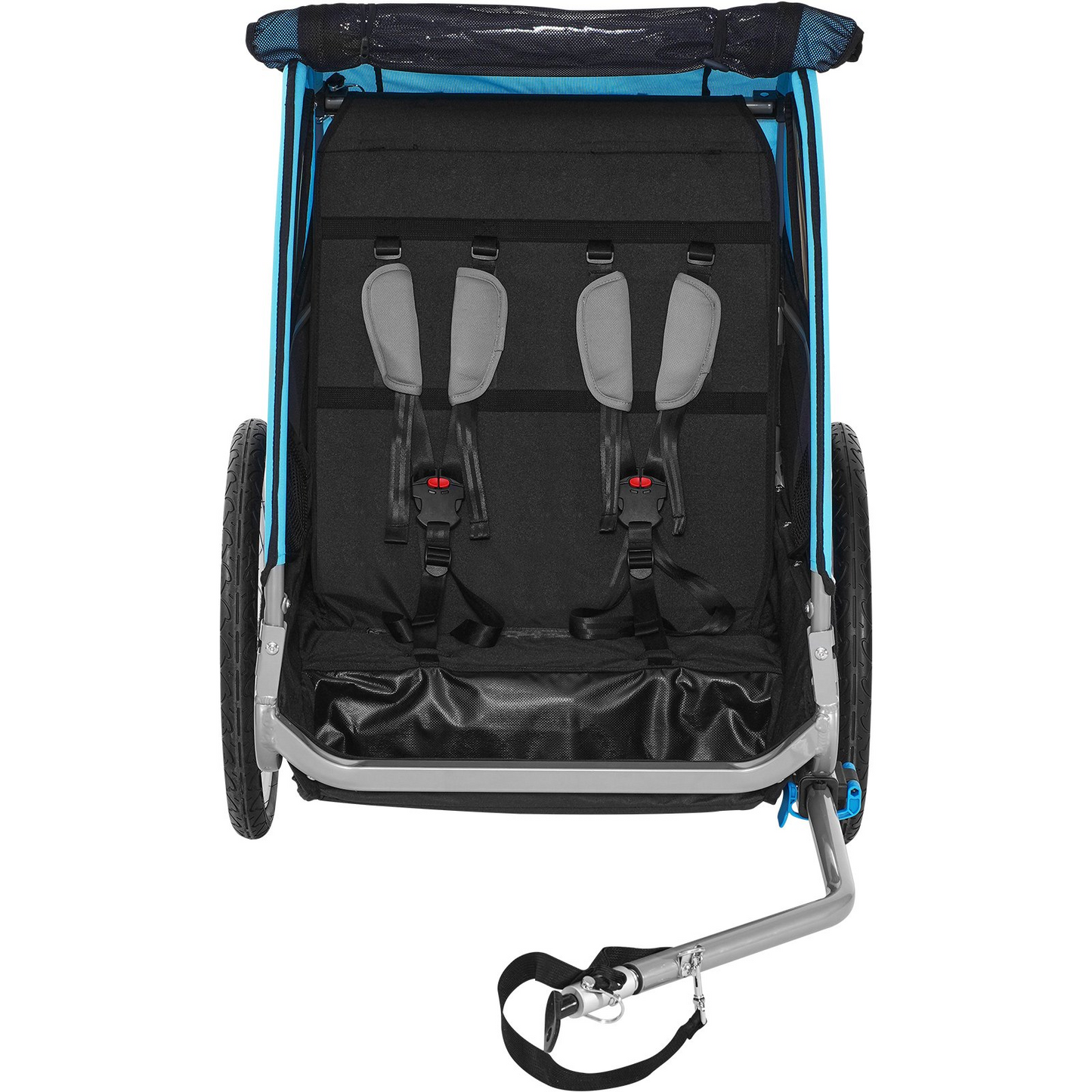 VEVOR Bike Trailer for Toddlers, Kids, Double Seat, 110 lbs Load, Tow Behind Foldable Child Bicycle Trailer with Universal Bicycle Coupler, Canopy Carrier with Strong aluminum Frame, Blue and Gray