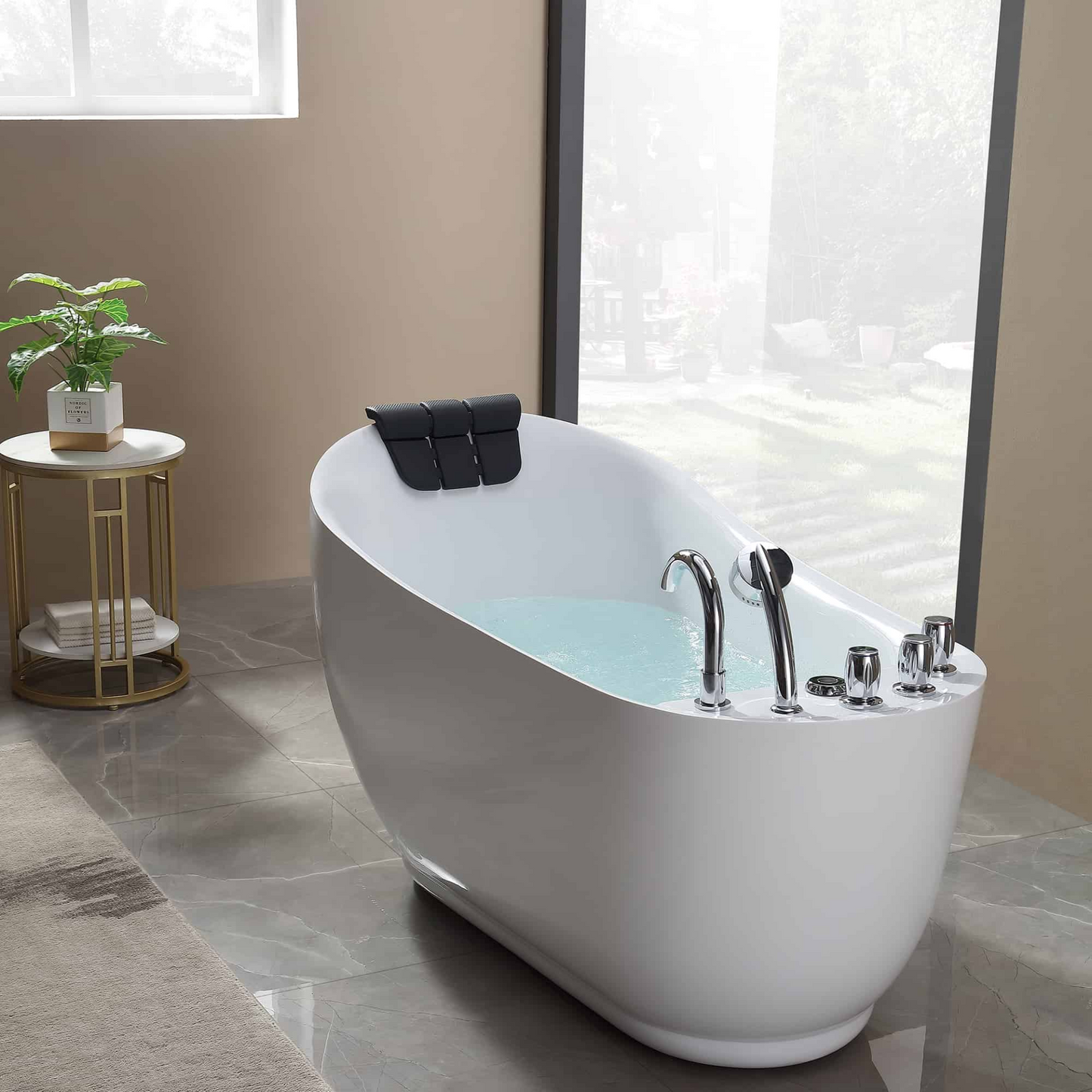 Empava-67AIS05 67 in. Whirlpool Freestanding Acrylic Bathtub