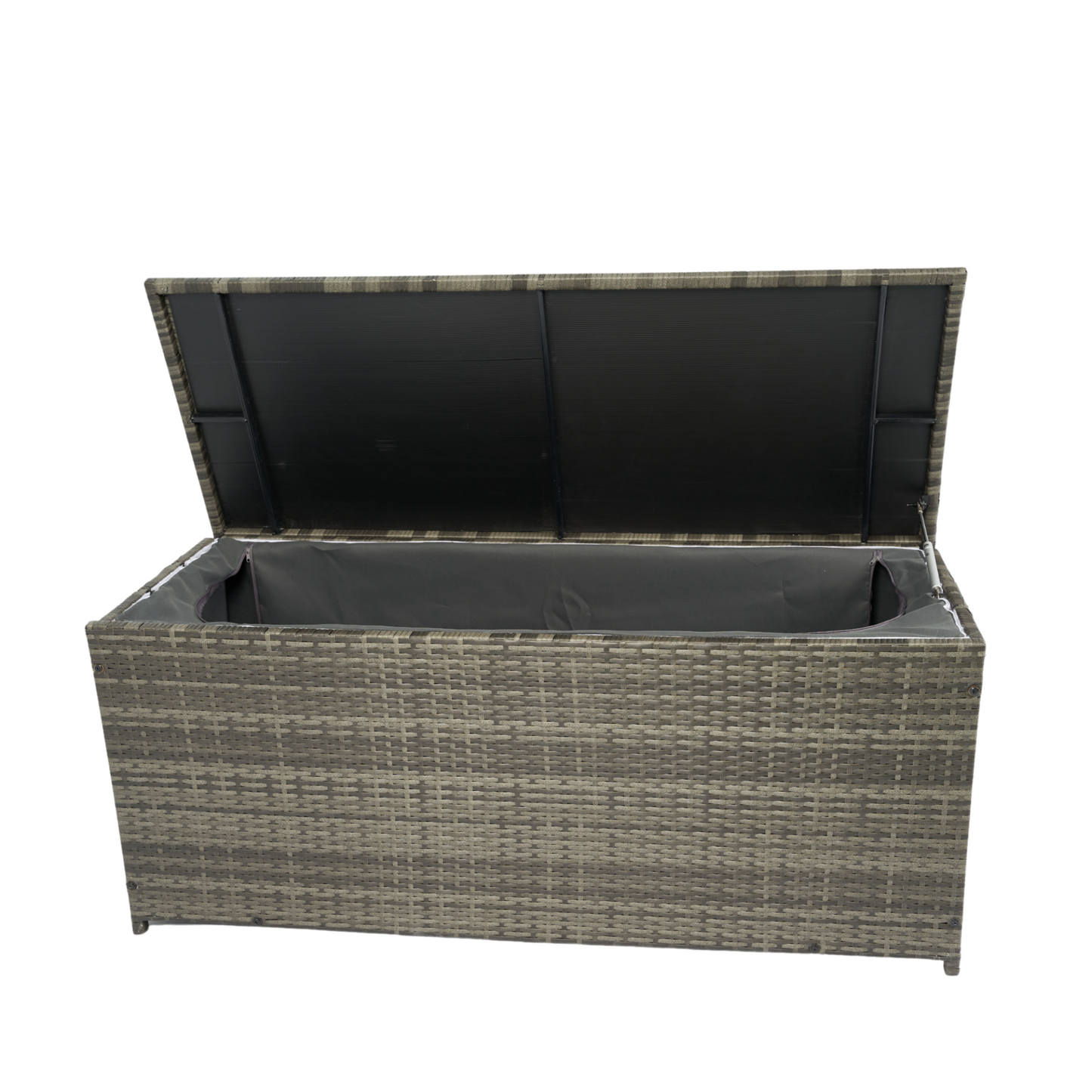 Outdoor Storage Box, 113 Gallon Wicker Patio Deck Boxes with Lid, Outdoor Cushion Storage for Kids Toys, Pillows, Towel Grey Wicker