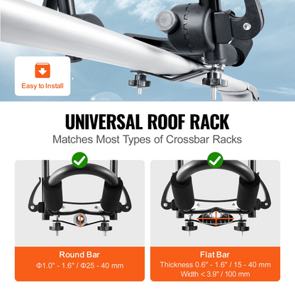 VEVOR Kayak Roof Rack 2 Pairs J-Bar, Soft Roof Rack Quick Folding, Top Mount Tie Down, Carrier for kayak, Surf Board, Canoe, SUP, Ski Board, Mount on Car, SUV, Truck, 2 Kayaks