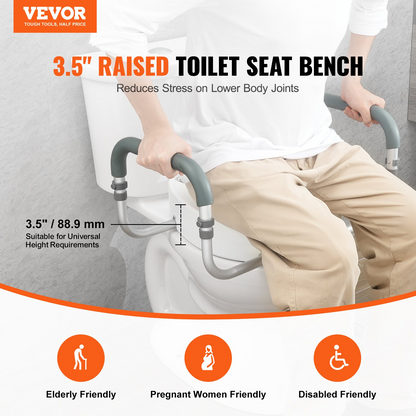 VEVOR Raised Toilet Seat 3.5" Height Raised 300 lbs for Round Toilet for Elderly