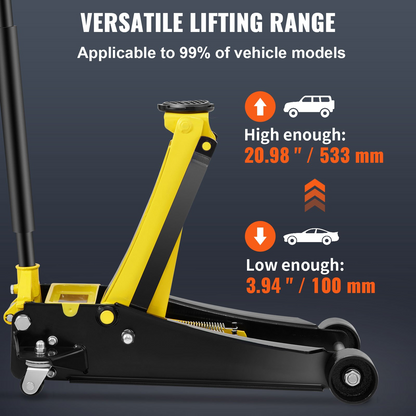 VEVOR Low Profile Floor Jack 4 Ton Heavy Duty Steel Dual Piston Rapid Pump