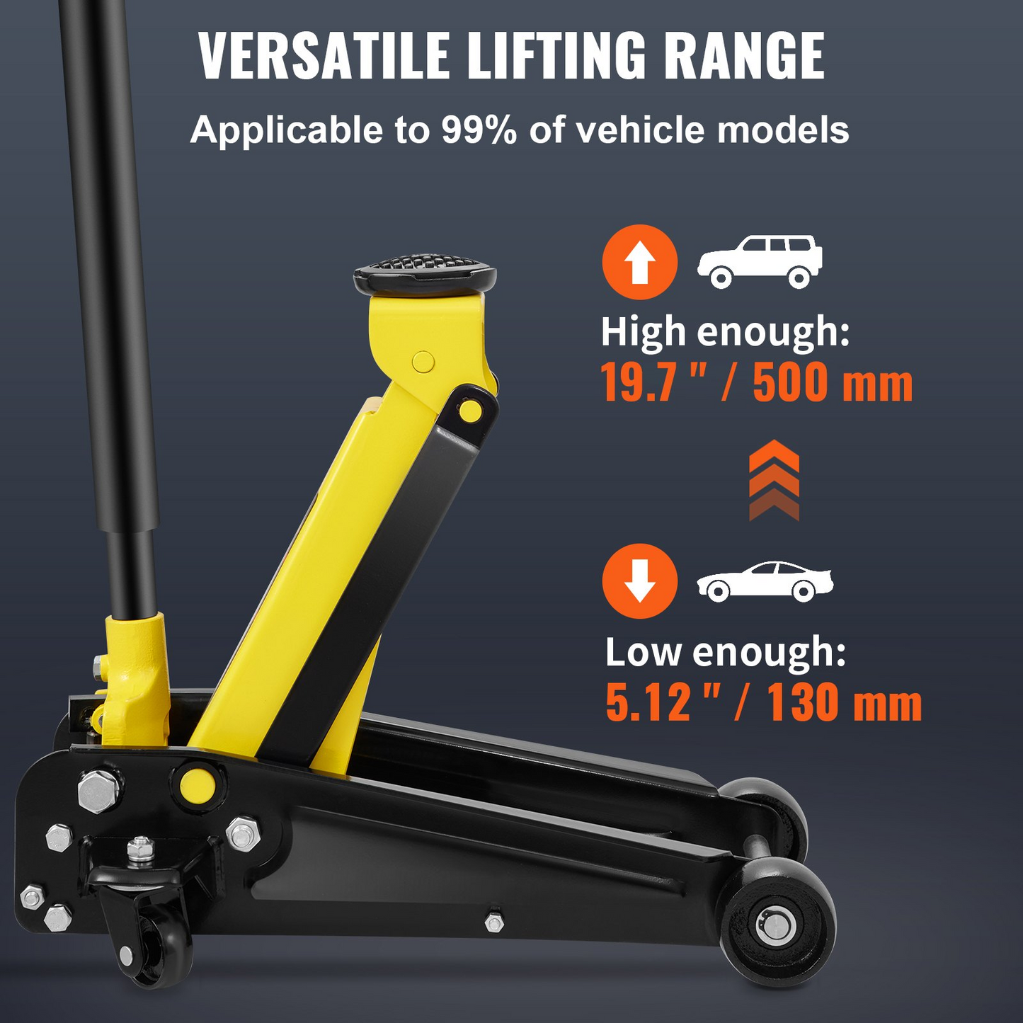 VEVOR Low Profile Floor Jack 3 Ton Heavy Steel Single Piston Hydraulic Pump