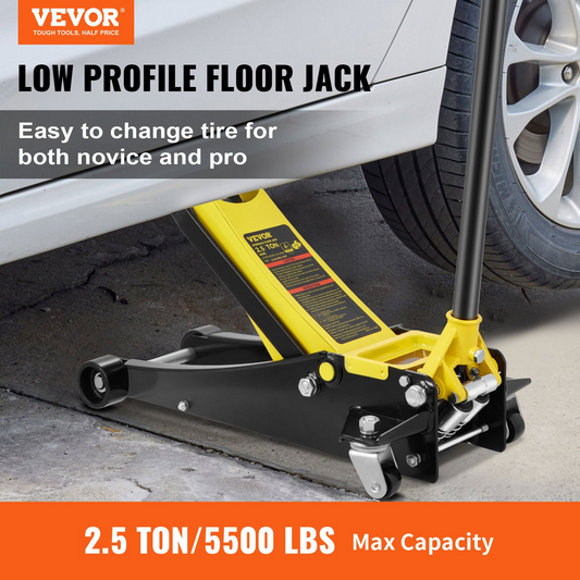 VEVOR Low Profile Floor Jack 2.5 Ton Heavy Duty Steel Dual Piston Rapid Pump