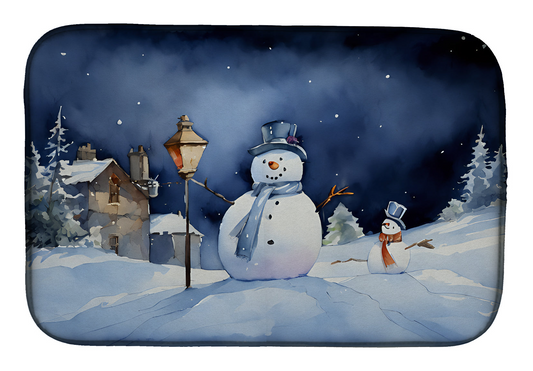 Christmas Snowmen Dish Drying Mat