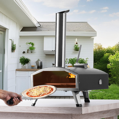 VEVOR 12" Outdoor Pizza Oven Portable Wood Pellet Pizza Oven Camping w/ Rotation