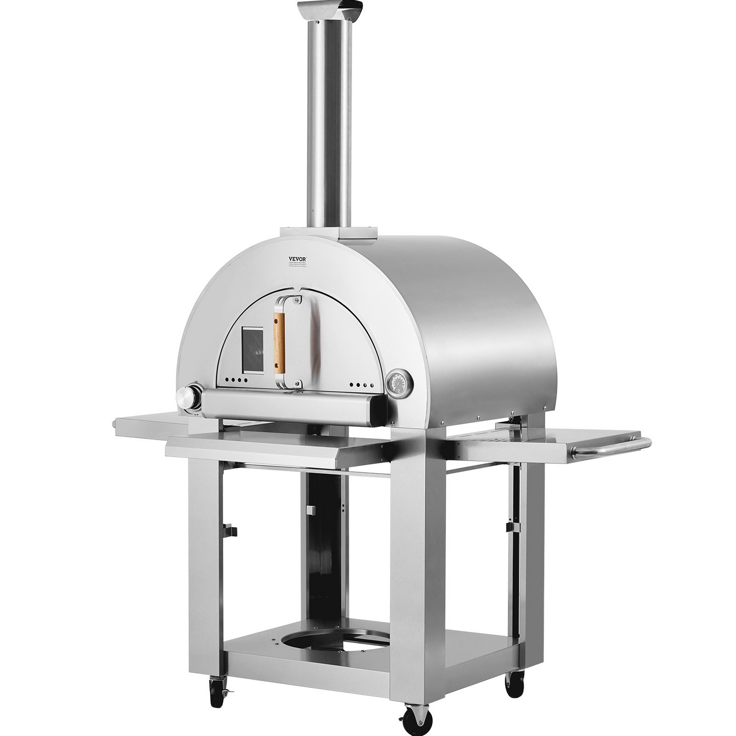 VEVOR 22" Outdoor Pizza Oven Portable Pellet/Gas Oven with Casters for Camping