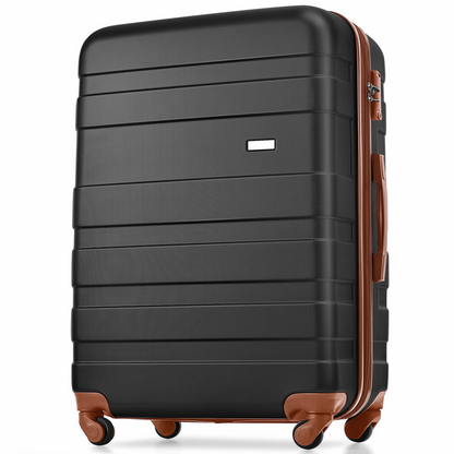 Luggage Sets New Model Expandable ABS Hardshell 3pcs Clearance Luggage Hardside Lightweight Durable Suitcase sets Spinner Wheels Suitcase with TSA Lock 20''24''28''(black and brown)