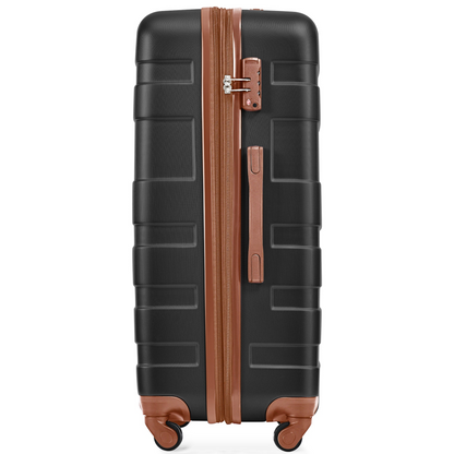 Luggage Sets New Model Expandable ABS Hardshell 3pcs Clearance Luggage Hardside Lightweight Durable Suitcase sets Spinner Wheels Suitcase with TSA Lock 20''24''28''(black and brown)