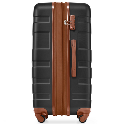 Luggage Sets New Model Expandable ABS Hardshell 3pcs Clearance Luggage Hardside Lightweight Durable Suitcase sets Spinner Wheels Suitcase with TSA Lock 20''24''28''(black and brown)