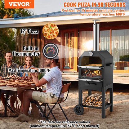 VEVOR 12" Outdoor Pizza Oven Portable Wood Pellet Pizza Oven Baked Paint Camping