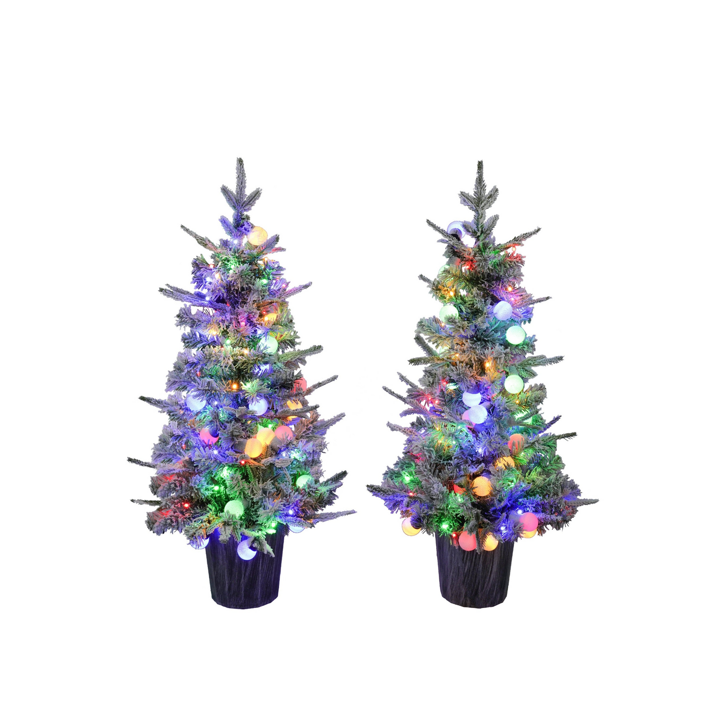 Lighted Candy Christmas Tree Set of 2, 3ft Artificial Tree with Warm White Lights, Christmas Tree for Decoartion Inside and Outside