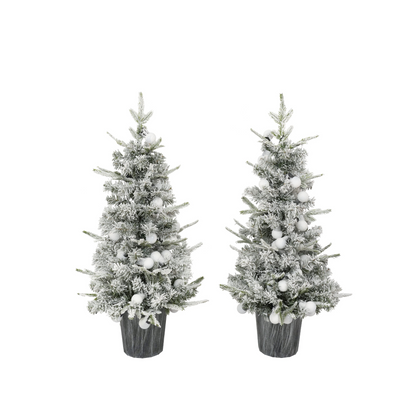 Lighted Candy Christmas Tree Set of 2, 3ft Artificial Tree with Warm White Lights, Christmas Tree for Decoartion Inside and Outside