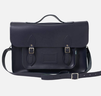 Leather Backpack Satchel - Navy Blue