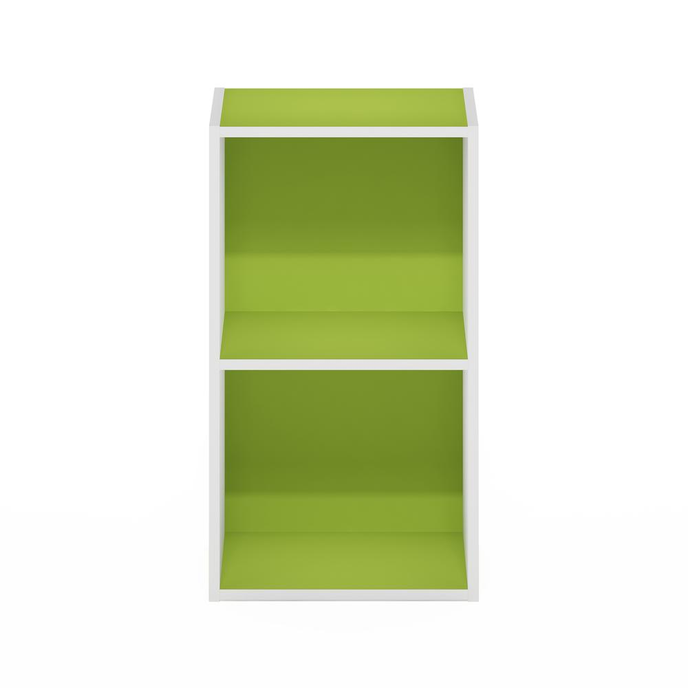 Furinno Pasir 2-Tier Open Shelf Bookcase, Green/White