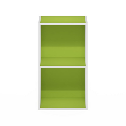 Furinno Pasir 2-Tier Open Shelf Bookcase, Green/White