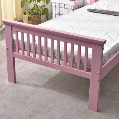 Better Home Products Jassmine Solid Wood Platform Pine Twin Bed in Pink